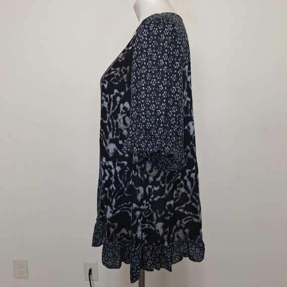 Lucky Brand Boho Floral Mixed Print Bohemian Hippie Retro Blouse Plus Size 2X - Picture 5 of 14